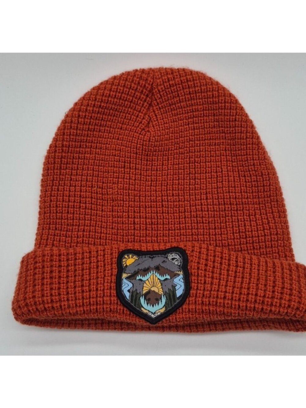 Atomic Child Bison Mountain Beanie Burnt Orange Cuffed Knit Outdoor Hat